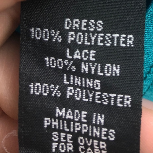 By & By Teal Shift Halter Lace Dress Size Large - Picture 6 of 6